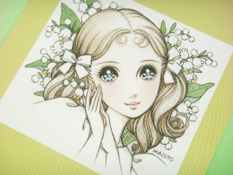 Photo1: Macoto Japanese Retro Illustration Postcard Cute Girls *27