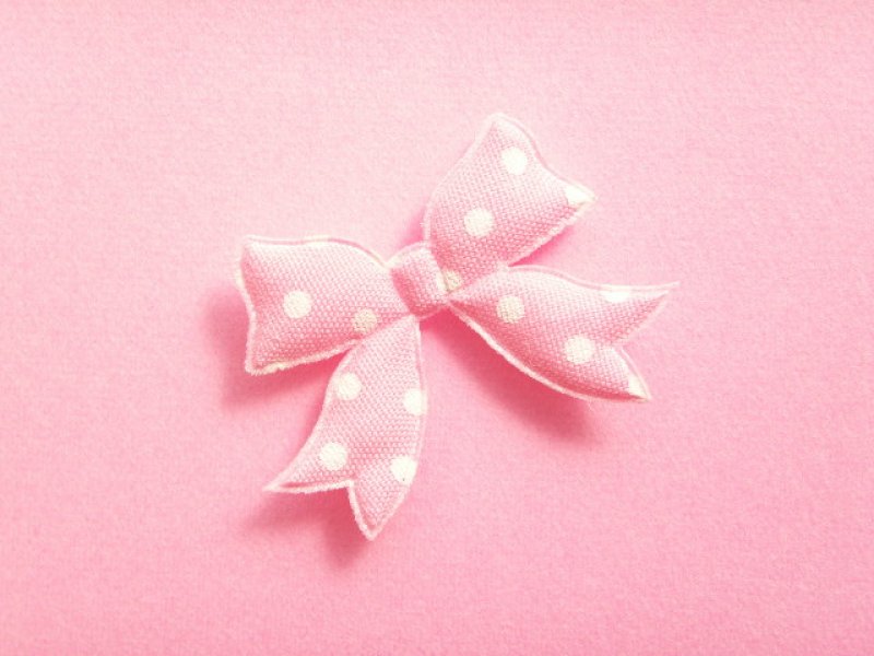 Photo1: 10 pcs Kawaii Cute Craft Supplies Padded Ribbon Bow Applique Polka Dots Pink