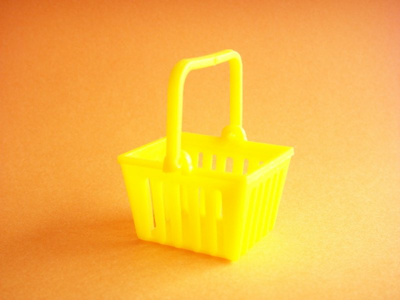 Photo1: Miniature Plastic Basket Toy Yellow (1)