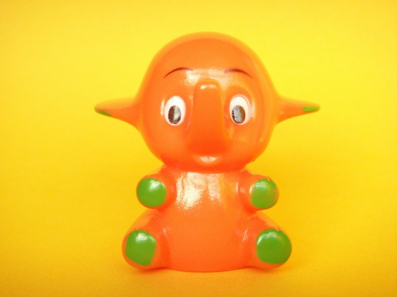 Photo1: Kawaii Elephant Mini Rubber Doll Kitschy Toy Orange Novelty (1)