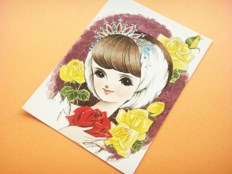 Photo1: Japanese Retro Illustration Postcard Cute Girl Miyako *30 (1)