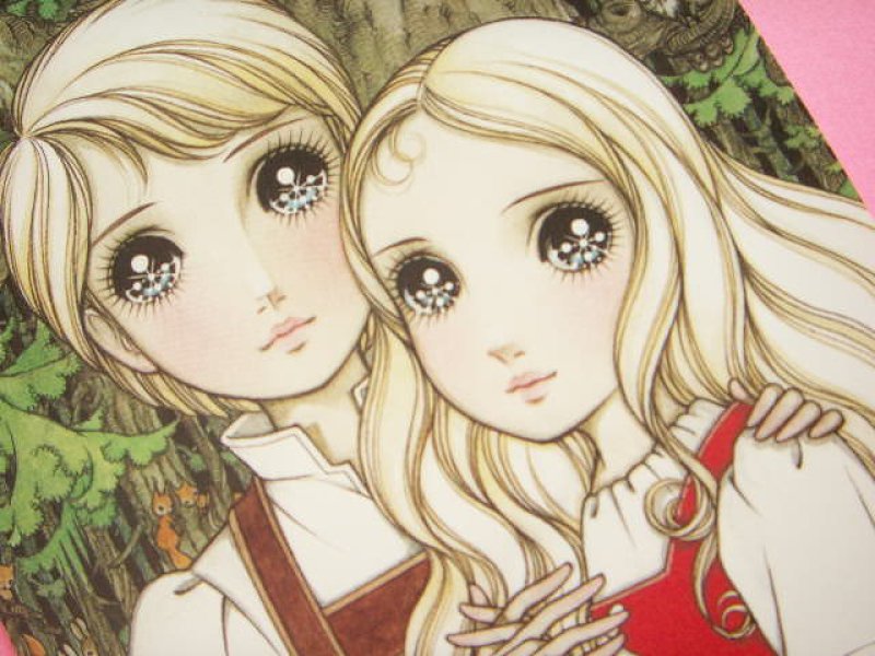 Photo1: Macoto Japanese Retro Illustration Postcard Cute Girls *08