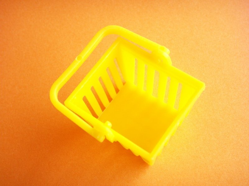 Photo1: Miniature Plastic Basket Toy Yellow