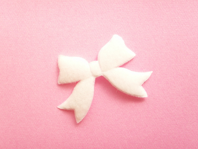 Photo: 10 pcs Kawaii Cute Craft Supplies Padded Ribbon Bow Applique Polka Dots White