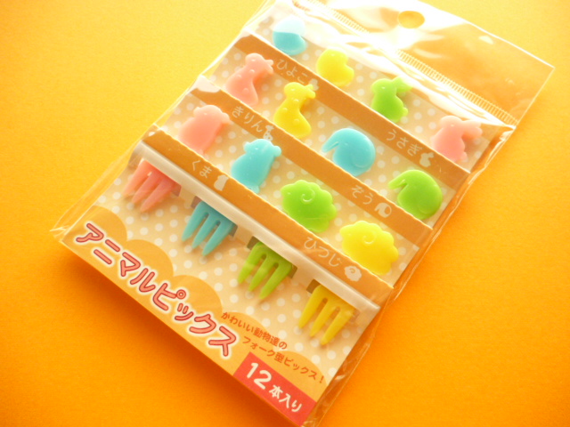 Photo1: Kawaii Cute Food Picks Bento Accessories Animals Cupcake Toppers Set L