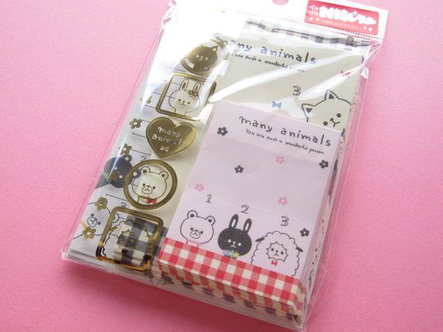 Photo1: Kawaii Cute Mini Letter Set Crux *many animals (01699)