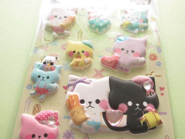 Photo: Kawaii Cute Puffy Stickers Sheet Crux *Fashion Cat (05149)