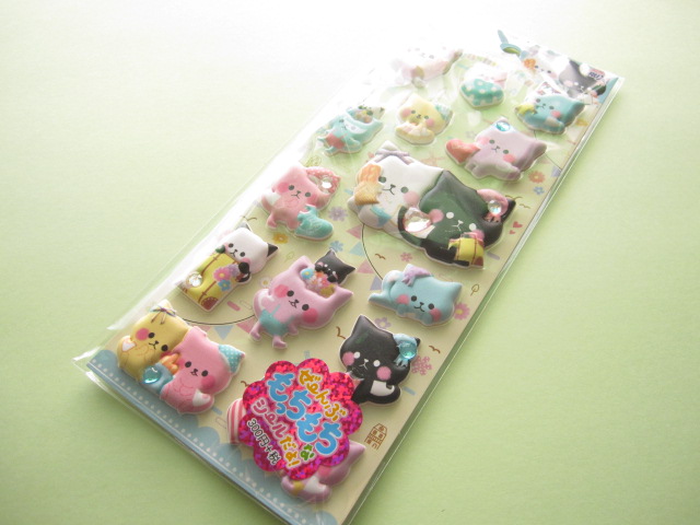 Photo1: Kawaii Cute Puffy Stickers Sheet Crux *Fashion Cat (05149)