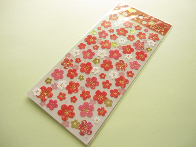 Photo1: Beautiful Ume Blossom Flowers Sticker Sheet Mind Wave (76480)