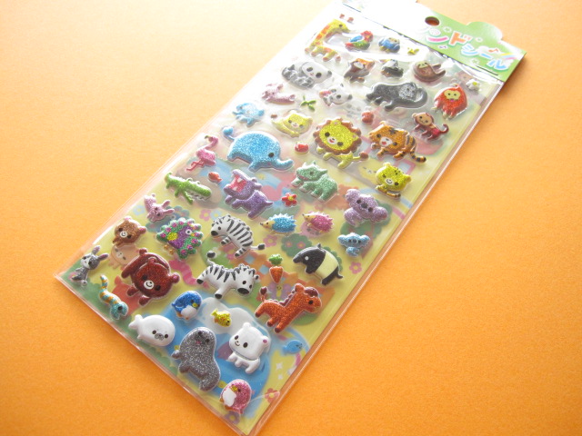 Photo1: Kawaii Cute 2 Sticker Sheets Set Animal Land Seal Q-ia *Safari Land (91406)