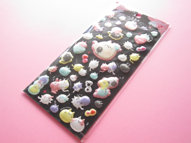 Photo1: Kawaii Cute Puffy Sticker Sheet Q-LiA *Choco Maca (91412)