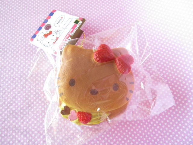 Photo1: Kawaii Cute Hello Kitty Lovely Sweets Squishy Keychain Charm Sanrio *Pancake Lemon Cream 