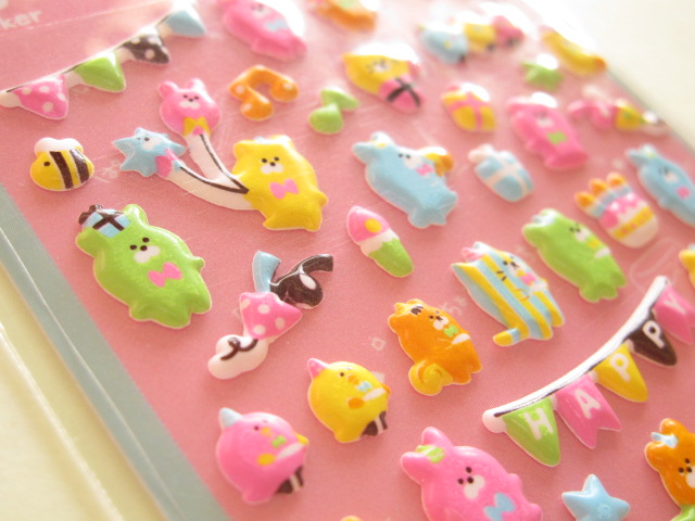 Photo: Kawaii Cute Puffy cho-con to Sticker Sheet Q-LiA *Party  (01041)