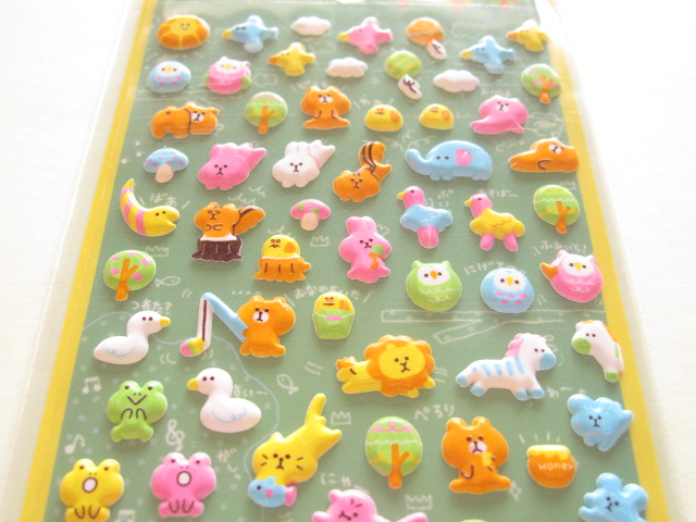 Photo: Kawaii Cute Puffy cho-con to Sticker Sheet Q-LiA *Animal  (01043)