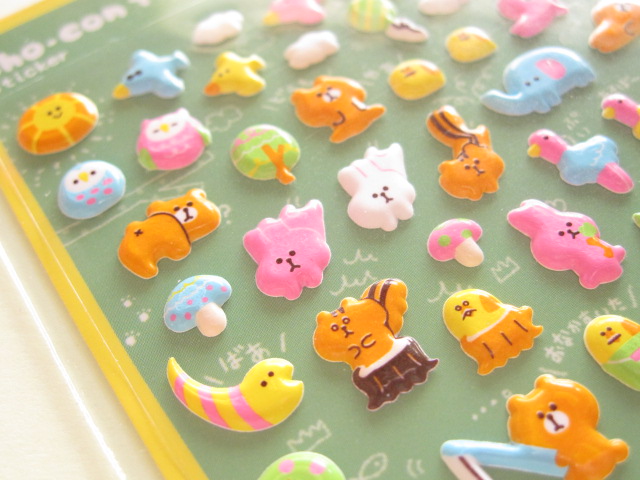 Photo: Kawaii Cute Puffy cho-con to Sticker Sheet Q-LiA *Animal  (01043)