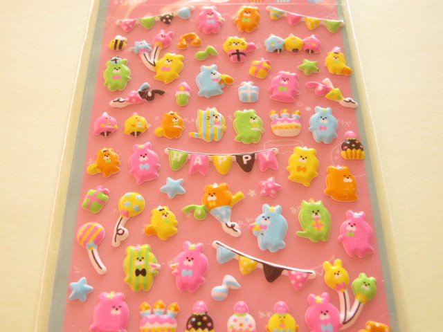 Photo: Kawaii Cute Puffy cho-con to Sticker Sheet Q-LiA *Party  (01041)