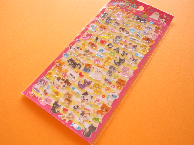 Photo1: Kawaii Cute Candy Sticker Sheet Q-LiA *アイラブにゃんこ (01079)