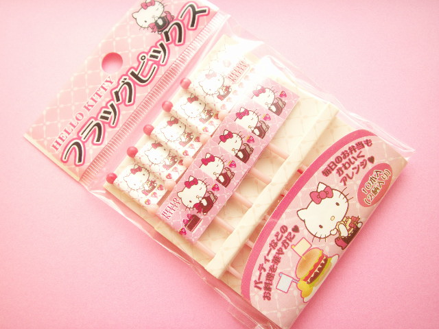 Photo1: Kawaii Cute Sanrio Hello Kitty Food Picks Toppers Japan Exclusive 