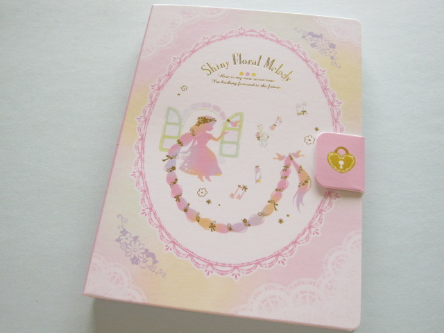 Photo1: Kawaii Cute Large Memo Pad Q-LiA *Shiny Floral Melody (00549)