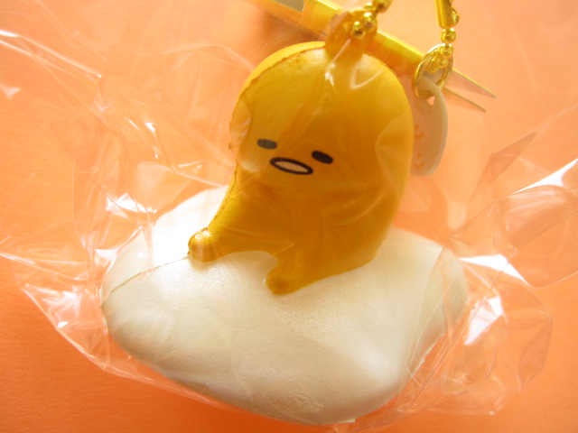 Kawaii Import Sanrio Japan Gudetama Lazy Egg 3.3 Kiss Lock Coin Purses with Keychain (A) Orange