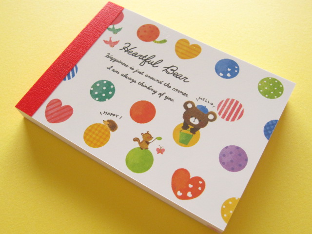 Photo1: Kawaii Cute Mini Memo Pad Crux *Heartful Bear (28834)