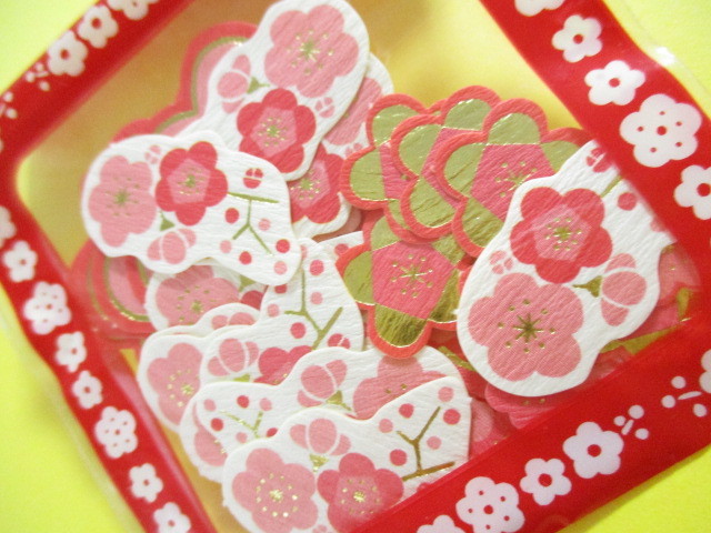 Photo: Japanese Sticker Flakes Sack P-work *梅 Plum (03）