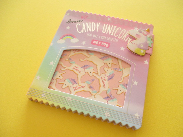 Photo1: Kawaii Cute Delicafe Collection Medium Memo Pad Q-LiA *Candy Unicorn (30329)