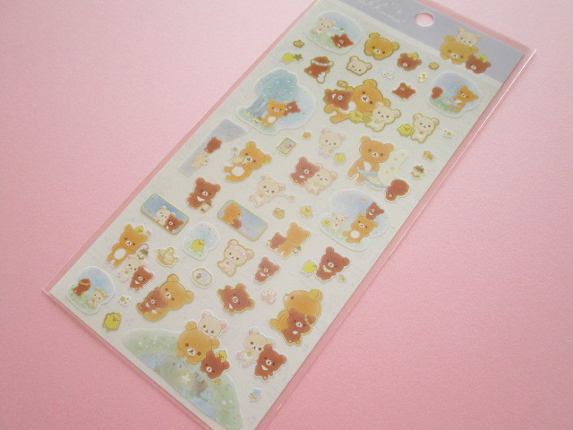 Photo1: Kawaii Cute Sticker Sheet Rilakkuma San-x *Chairoikoguma and Starry Night (SE38702)