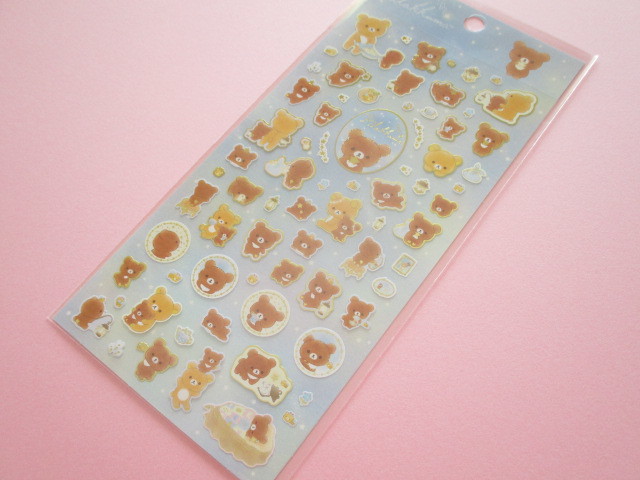 Photo1: Kawaii Cute Sticker Sheet Rilakkuma San-x *Chairoikoguma and Starry Night (SE38701)