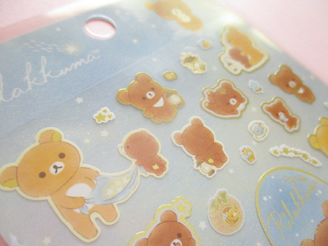 Photo: Kawaii Cute Sticker Sheet Rilakkuma San-x *Chairoikoguma and Starry Night (SE38701)