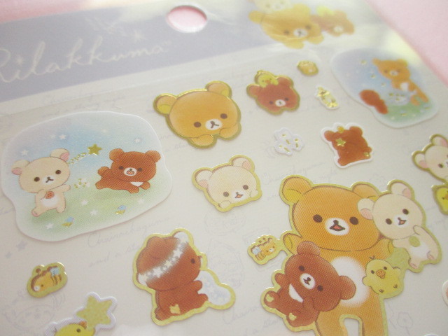 Photo: Kawaii Cute Sticker Sheet Rilakkuma San-x *Chairoikoguma and Starry Night (SE38702)