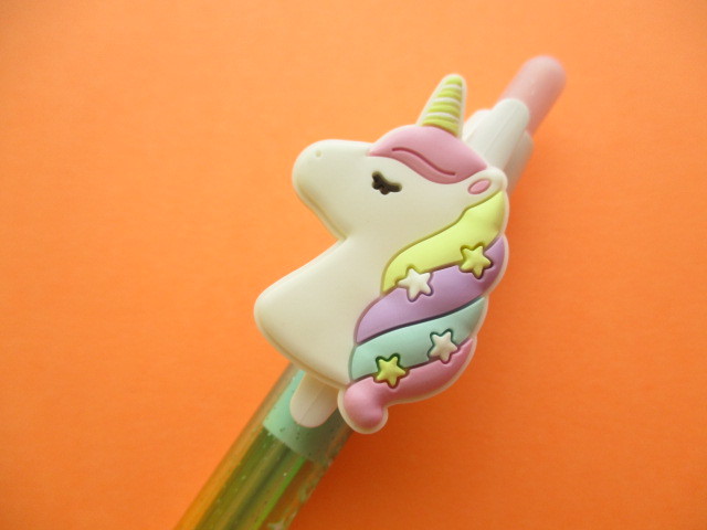 Photo: Kawaii Cute Rubber Mascot Mechanical Pencil Q-LIA *Unicorn Rainbow (44178)