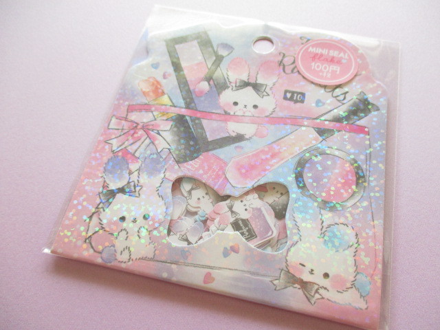 Photo1: Kawaii Cute Sticker Flakes Sack Crux *Fluffy Rabbits (73001)