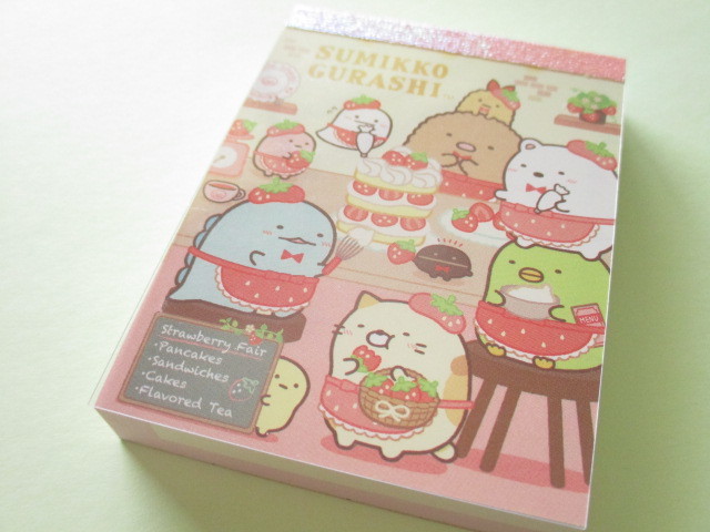 Photo1: Kawaii Cute Mini Memo Pad Sumikkogurashi San-x *Strawberry Fair (MW58601-1)