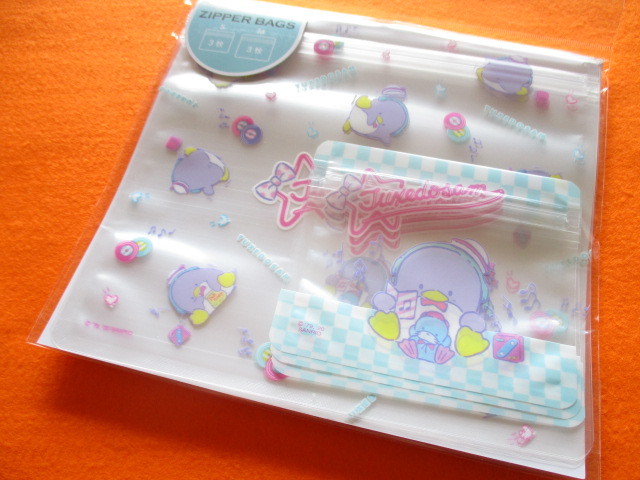 Photo1: ６pcs Kawaii Cute Zipper Bags Set Sanrio Original *TUXEDO SAM (25472-0)
