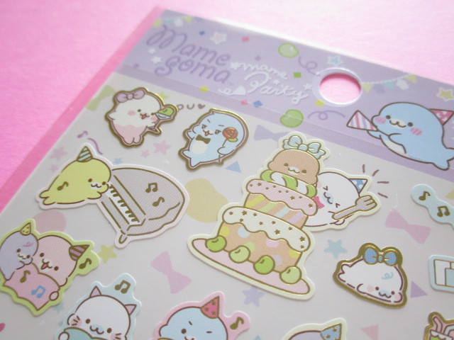 Photo: Kawaii Cute Sticker Sheet Mamegoma San-x *Mame Party (SE47201)