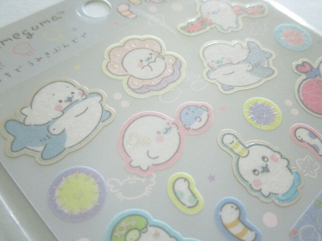Photo: Kawaii Cute Stickers Sheet Mamegoma San-x *Feel the Sea at Home (SE50602)