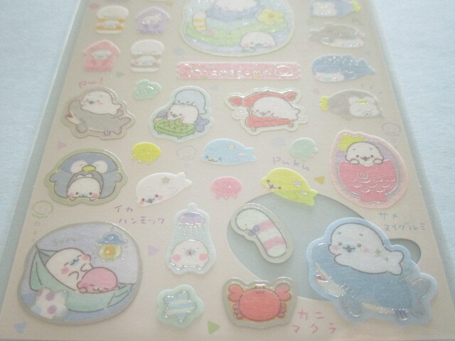 Photo: Kawaii Cute Stickers Sheet Mamegoma San-x *Feel the Sea at Home (SE50601)