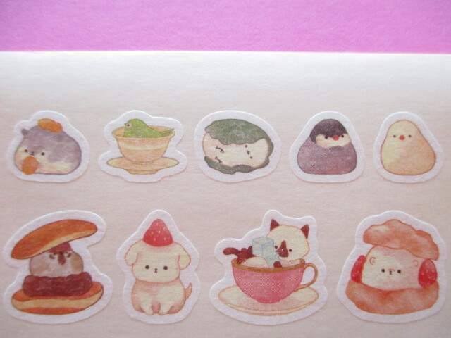 Photo: Kawaii Cute Masking Stick Seals Stickers Set Kyowa *Sweets Animals (62-A39)