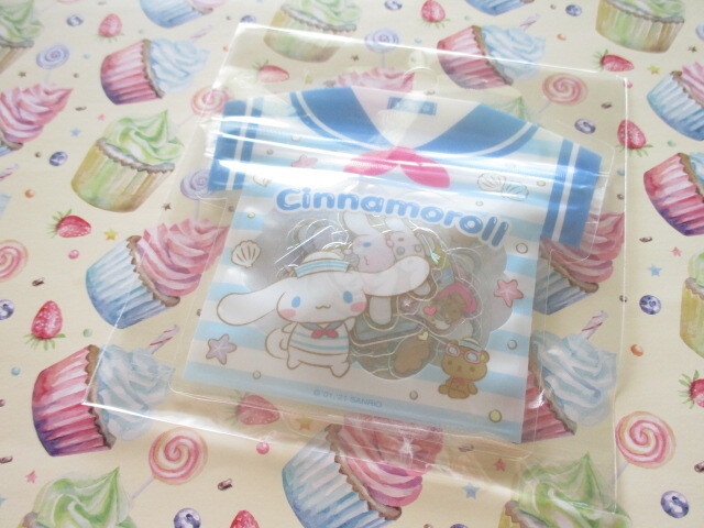 Photo1: Kawaii Cute T-shirt Summer Sticker Flakes Sack Sanrio Original *Cinnamoroll (60772-0)