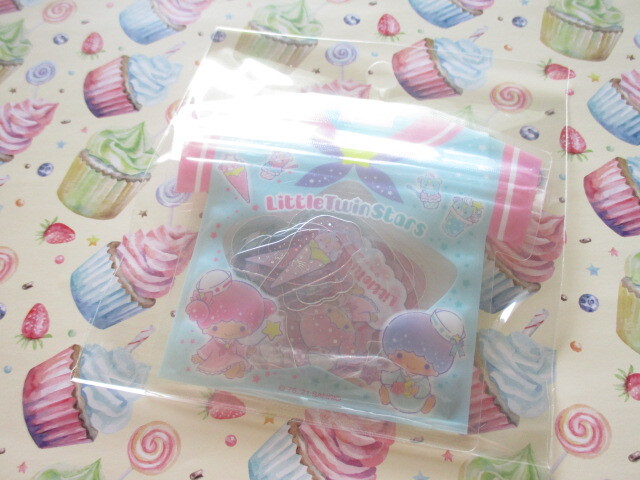 Photo1: Kawaii Cute T-shirt Summer Sticker Flakes Sack Sanrio Original *Little Twin Stars (60765-7)