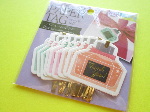 Photo1: Paper Tags Set *Perfume Bottle (EE8-4011) "Thank You!"