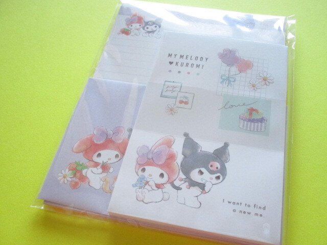 Photo1: Kawaii Cute Sanrio Letter Set Cute Model *My Melody & Kuromi (300477)