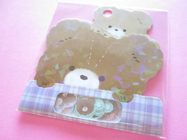 Photo1: Kawaii Cute Sticker Flakes Sack Q-LiA *なにしてるの / くま (61079)