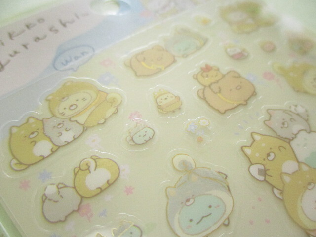 Photo: Kawaii Cute Stickers Sheet Sumikkogurashi San-x *Playing with a puppy (SE52601)