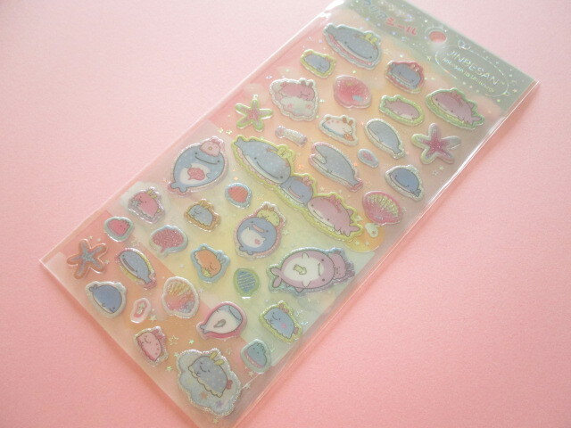Photo1: Kawaii Cute Kirakira Clear Stickers Sheet San-x *Jinbesan (SE53308)