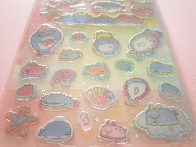 Photo: Kawaii Cute Kirakira Clear Stickers Sheet San-x *Jinbesan (SE53308)