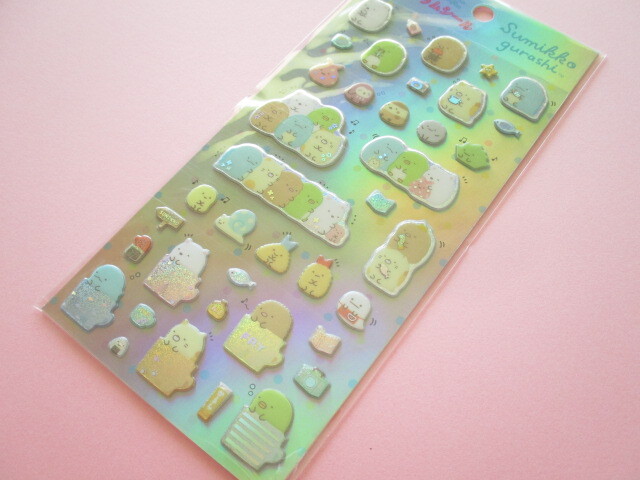 Photo1: Kawaii Cute Funi Funi Hologram Stickers Sheet San-x *Sumikkogurashi (SE54906)