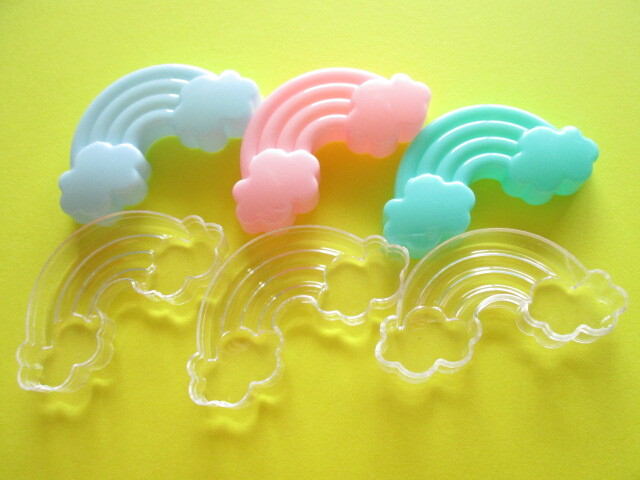 Photo: 3 pcs Kawaii Cute Mini Plastic Cases Set *Rainbow & Clouds