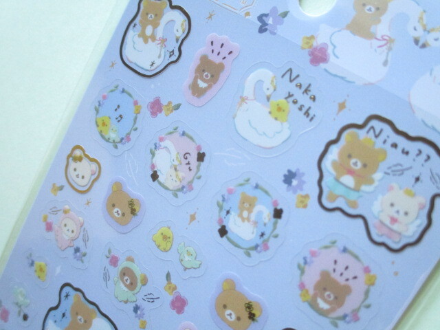 Photo: Kawaii Cute Sticker Sheet Rilakkuma San-x *Swan and Golden Flower (SE55702)